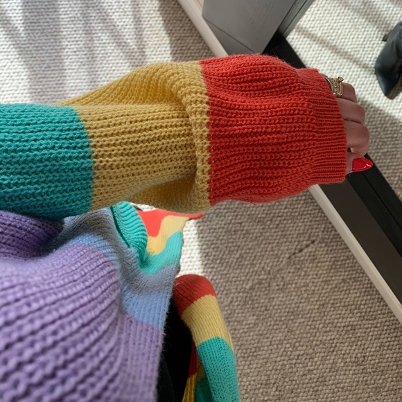 Rainbow Pink Color Block Cardigan - Picture 5 of 7